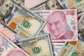 US dollars and Turkish Liras on top of each other completely covering the screen